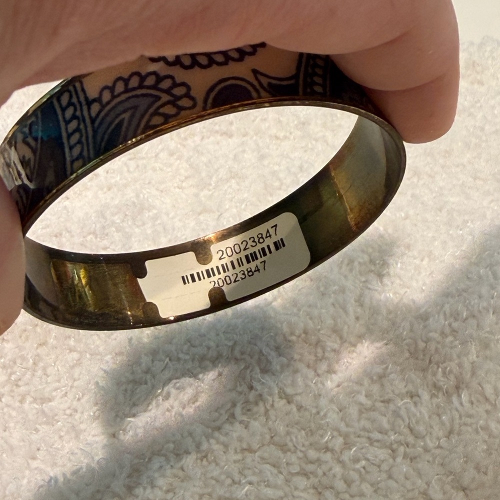 Source Unknown Gold And Blue Patterned Bracelet - image 4